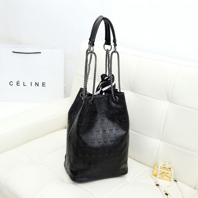 by dhl or ems 10pcs 2017 Vintage Skull Shoulder Bags Women Bucket Pu Leather With Silk Female Ladies Casual Chain Tote Bag