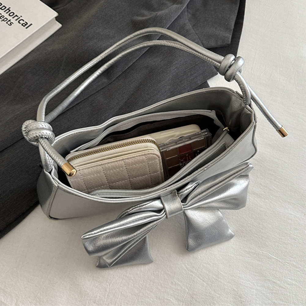 Cute Bowknot Shoulder Bags Fashion PU Leather Y2K Purses for Women Girls Small Handbags Trendy Luxury Top Handle Crossbody Bag