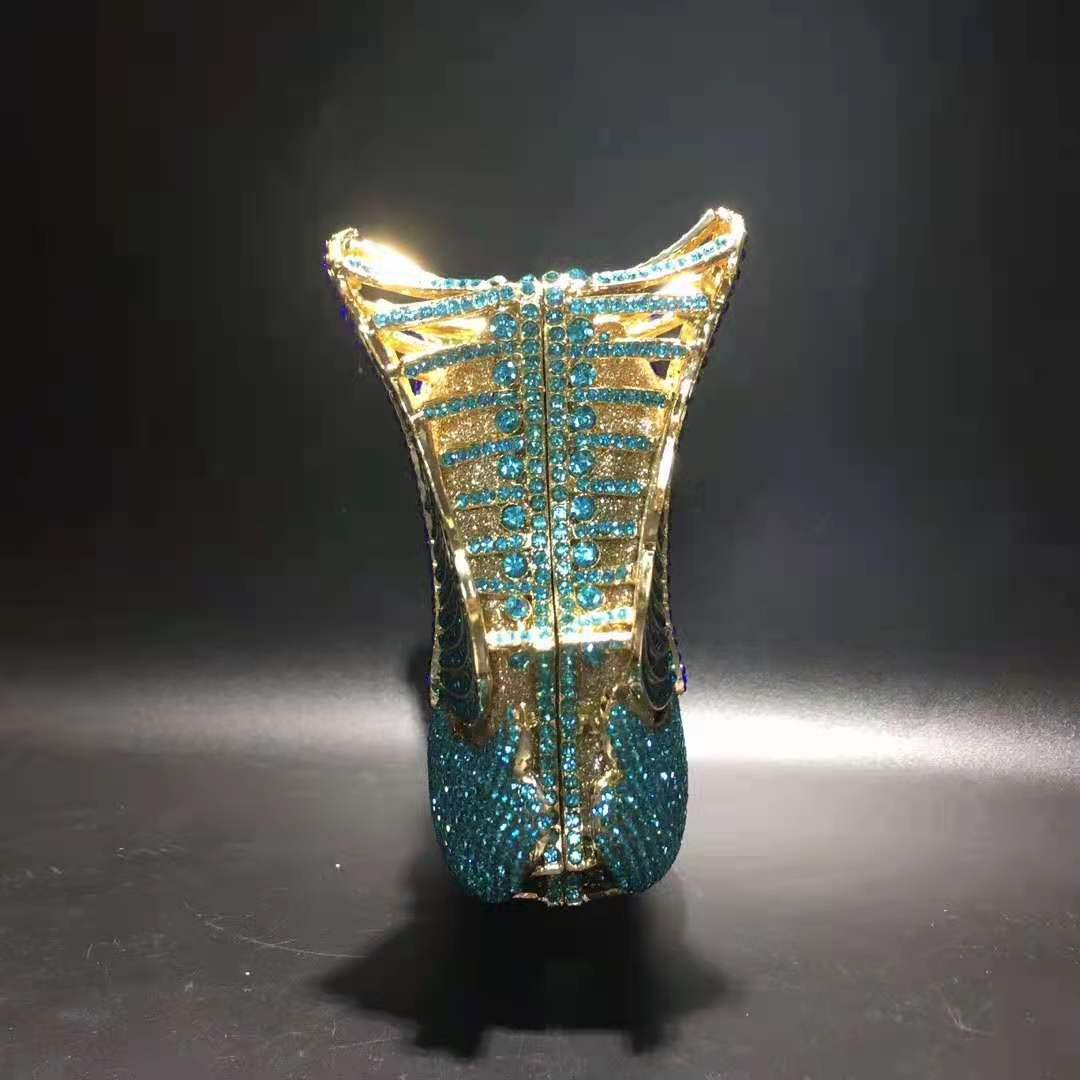 Women blue Clutch Bag Sequined ab Silver Diamond Handbag Bridal Wedding Party Metal Clutches Bags Purse Minaudiere Evening Bag