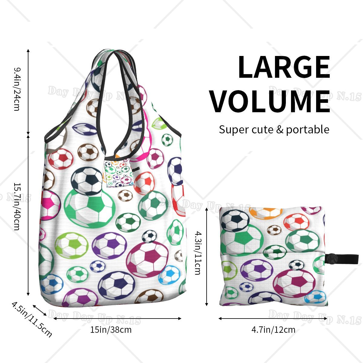 Custom Soccer Football Shopping Bag Women Portable Big Capacity Groceries Balls Sport Shopper Tote Bags