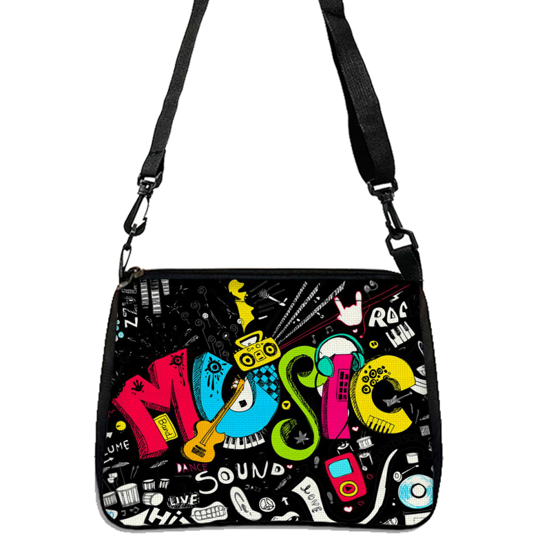 Music Note Print Handbags Women Causal Shoulder Bags Piano Guitar Crossbody Bag Girls Satchel Fashion Messenger Bag Gift