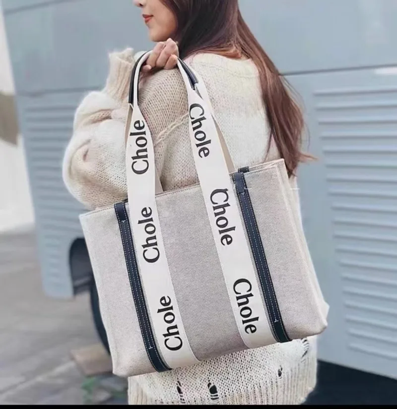 Women Fashion Canvas Shoulder Bag Cotton Cloth Handbags Large Tote Fashion Trend Handbag High Quality Canvas Shopping Bag