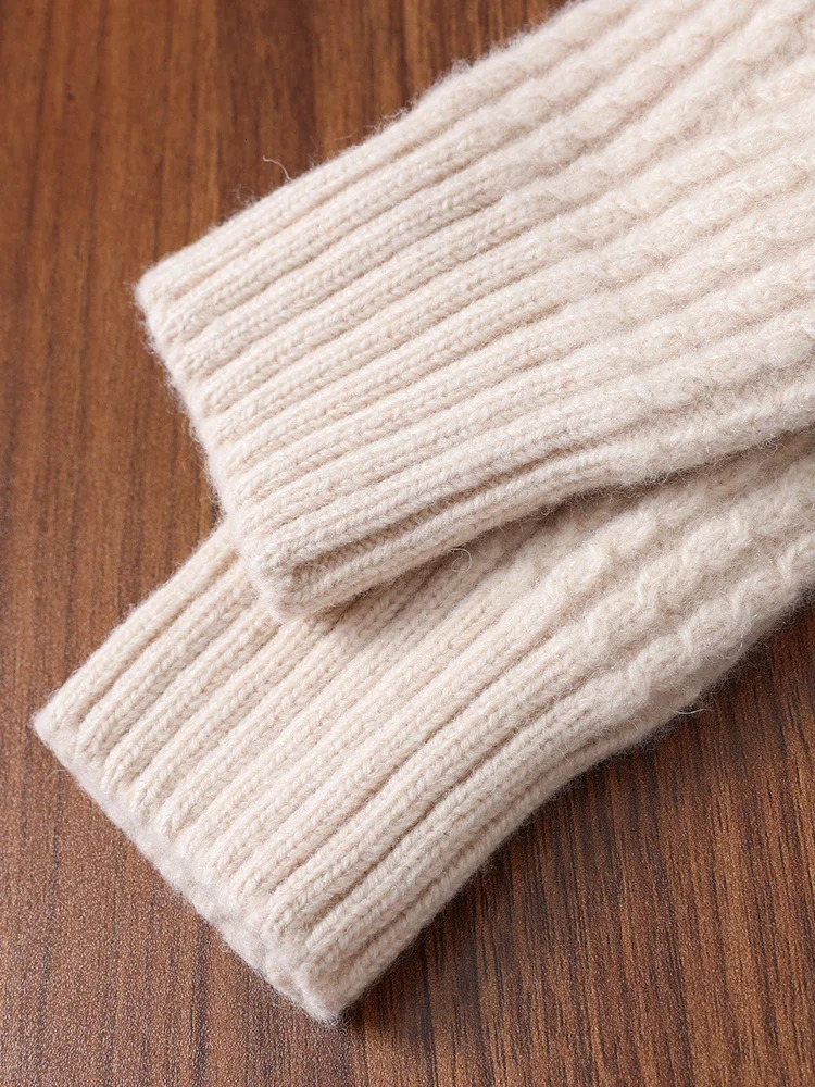 100 Cotton Thick Density Knitted Gloves for Women Outdoor Warmth Mens Cable Gloves Work Drive Gloves Neutral Gloves Warmth 241107