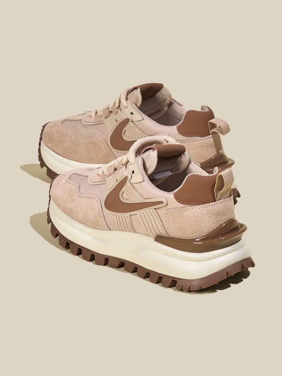 Women's Autumn New Thick Soled Retro Versatile Round Toe Lightweight Casual Sports Shoes.