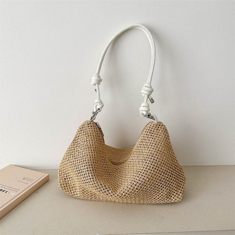 Fashion Designer Straw Tote Bag Woven Shoulder Bag 2024 Summer Beach Ladies Straw Handbags Hobo Bags And Purses Weave