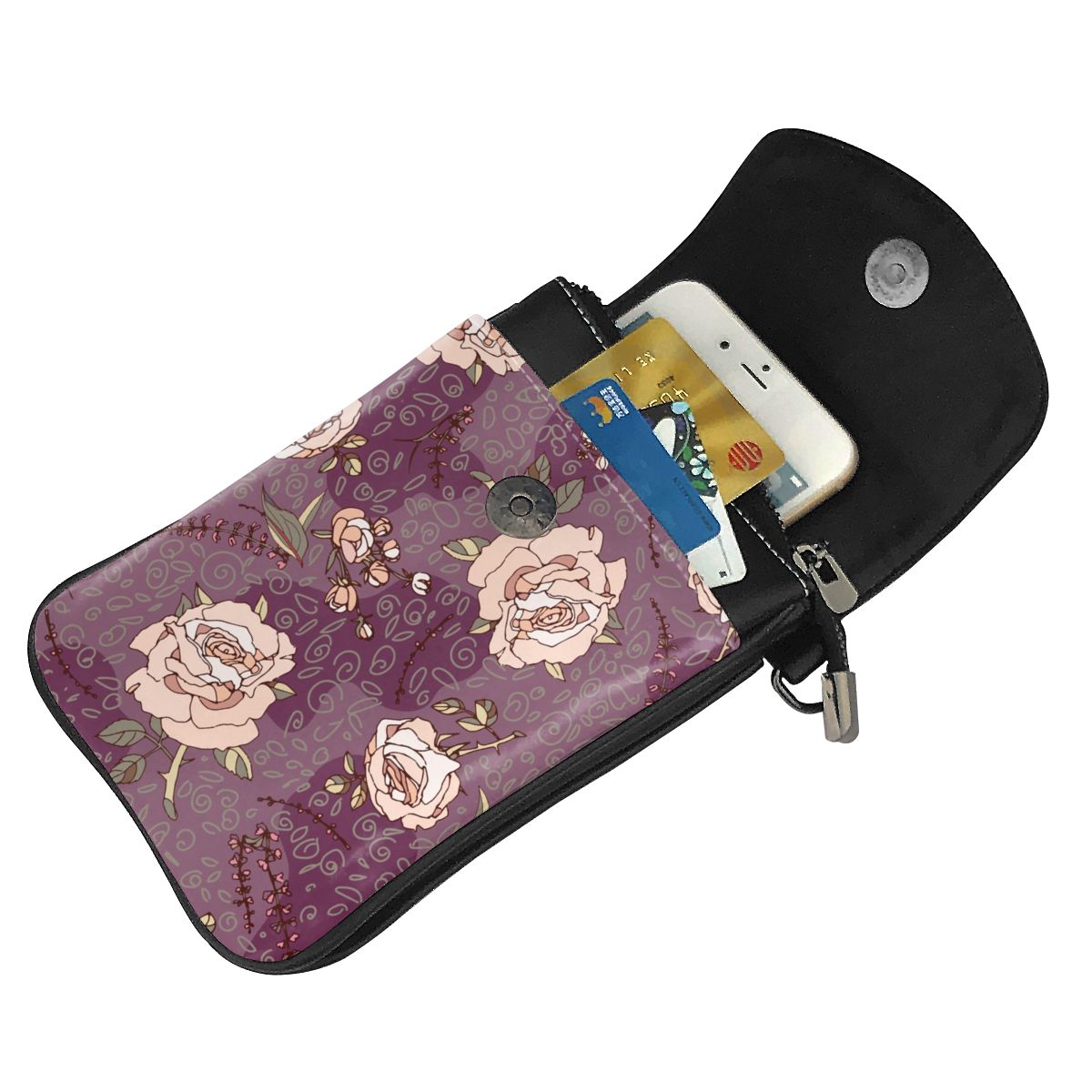 Flower Pattern Cross Body Bag Women Travel Shoulder Bag Female Purse Adjustable Strap PU Leather Handbag sac femme bolsos mujer