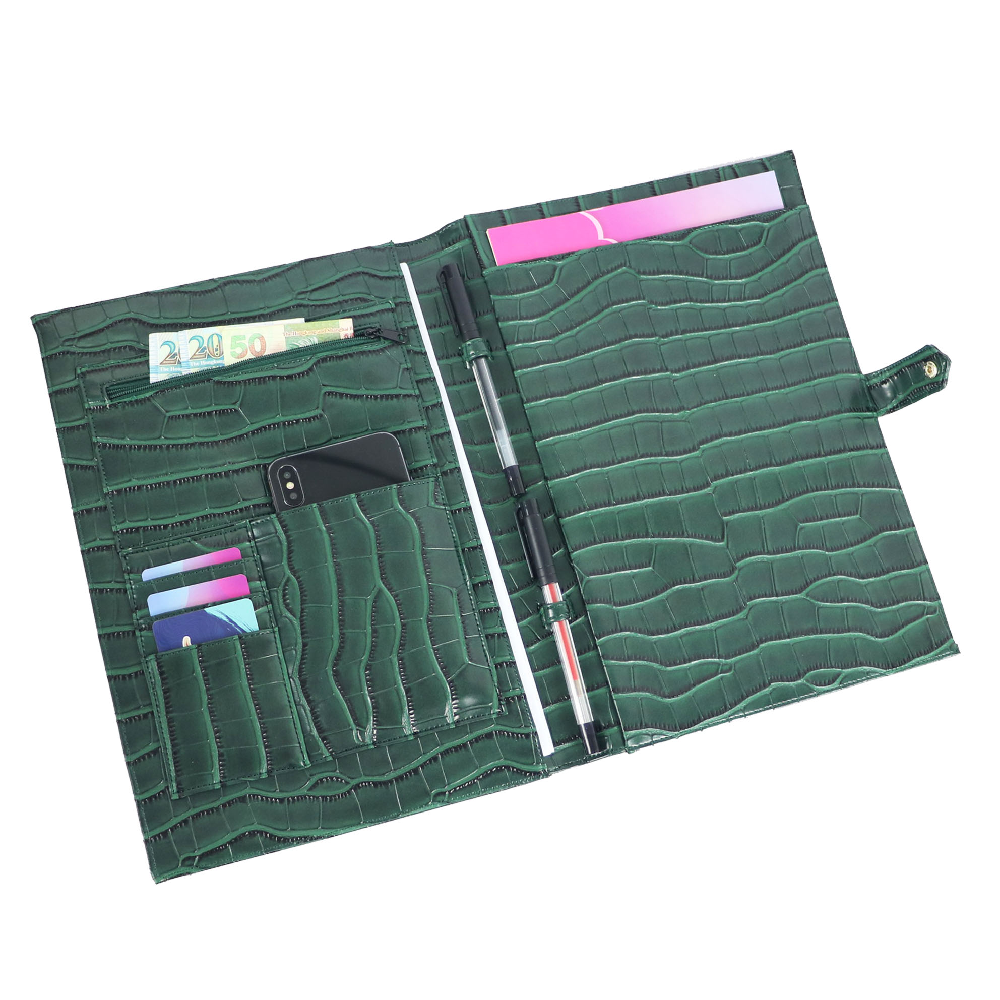 Hot Sale Document Bag Women Crocodile Pattern Pad Folio Top Quality Business A4 File Holder Luxury Porfolio For Ipad Holder