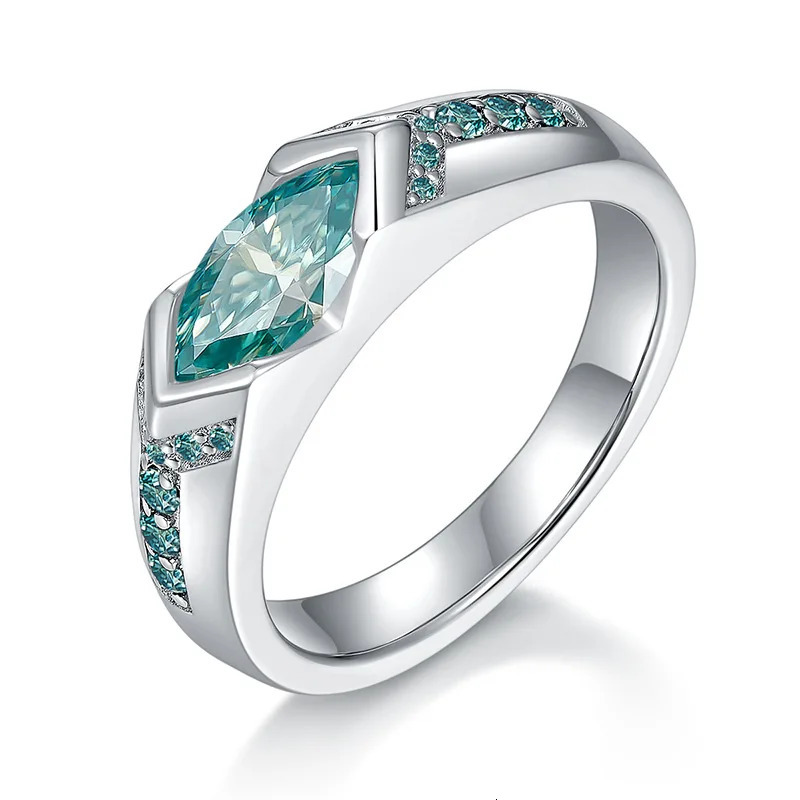 ring 1.0CT VVS1 lake blue marquis shaped S925 silver ring 241106
