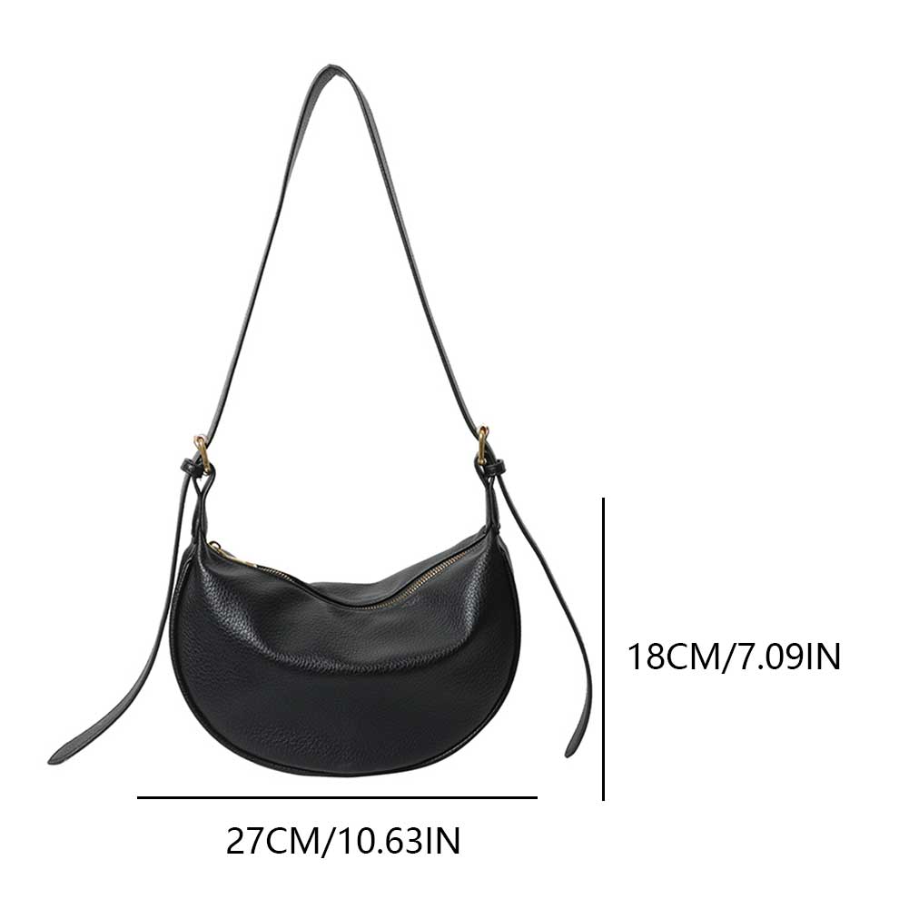Women Crescent Shoulder Bag PU Leather Half Moon Satchel Bag Solid Color Simple Underarm Bag Female Commute Bag