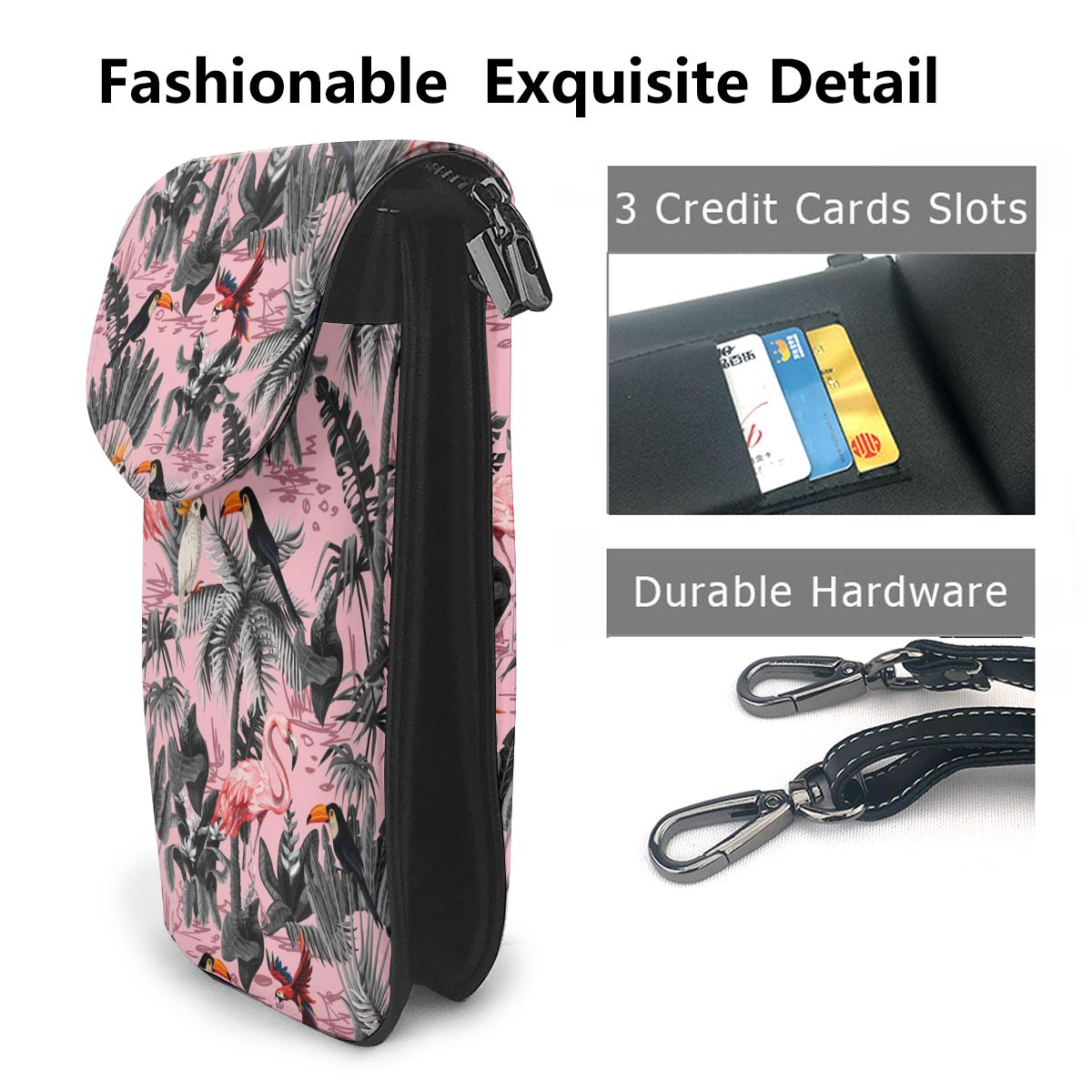 Tropical Plant Pattern Designers Women Messenger Bags Females Phone Bag Leather Crossbody Shoulder Bag Handbag Satchel