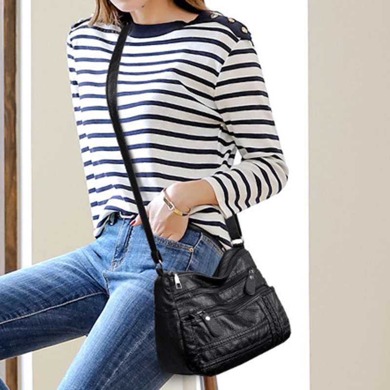 All-Match Solid Shoulder Bag Soft Leather Multi-Compartment Large Capacity Shoulder Bags 2023 New High Quality Woman Bags