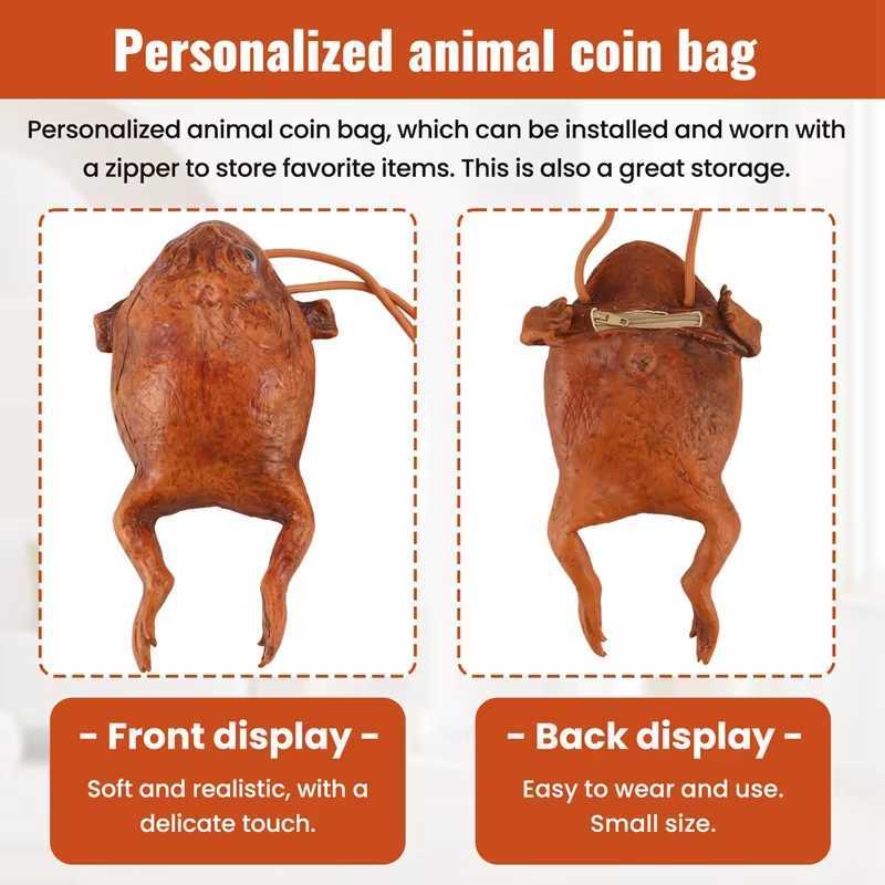 2022 New Sugar Cane Toad Full Body Coin Purse Woman Crossbody Bag Latex Frog Card Holder Wallet Girls and Boys Animal Pouch Z240924