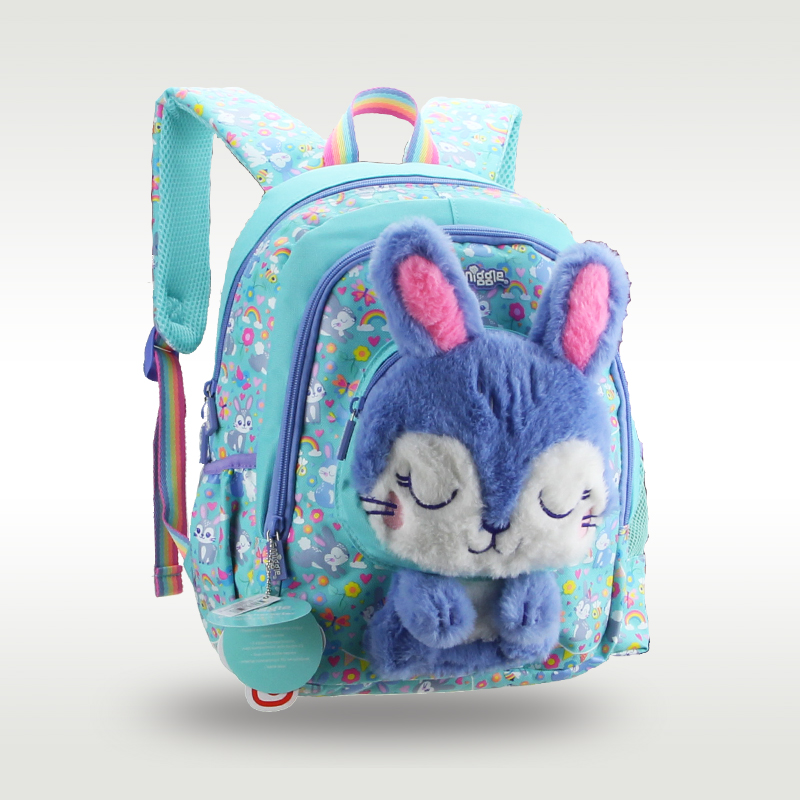 Australia Smiggle original hot-selling children's schoolbag high quality cute blue rabbit plush girl bag 3-6 years old 14 inches