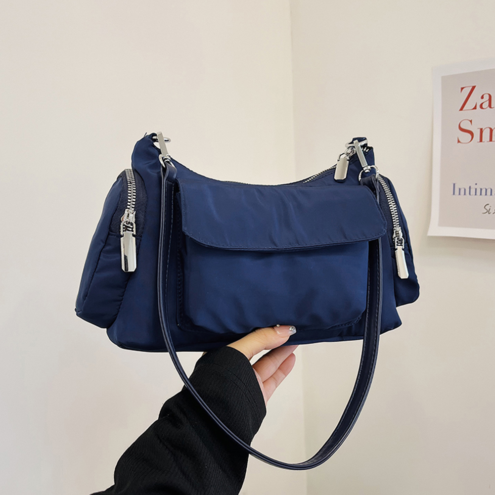 Simple Shoulder Bag Multiple Pockets Top Handle Handbag Solid Color Casual Shoulder Purse Satchel Purse for Women