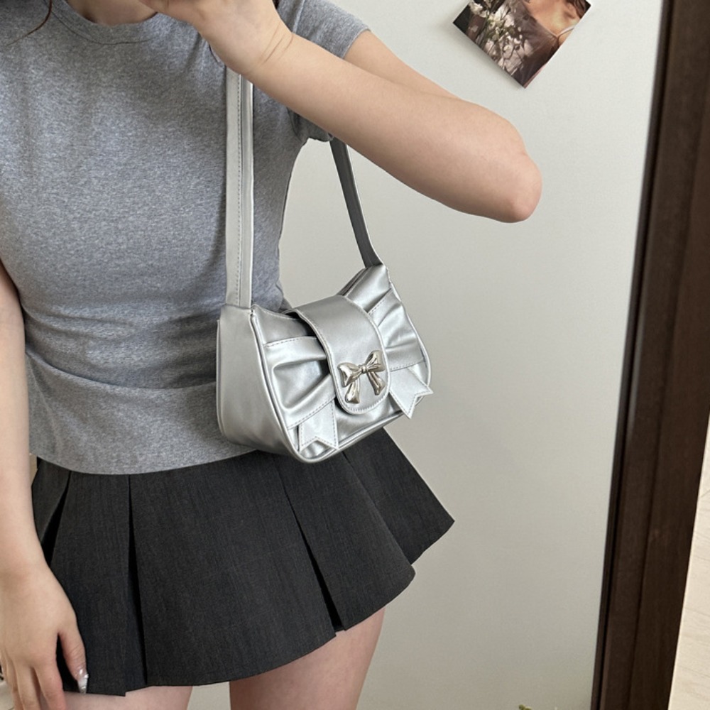 Trendy Bow Shoulder Bag Handbag Casual Underarm Bag Daily Commuting Bag PU Leather Lady Banquet Bag Business Women's Bag
