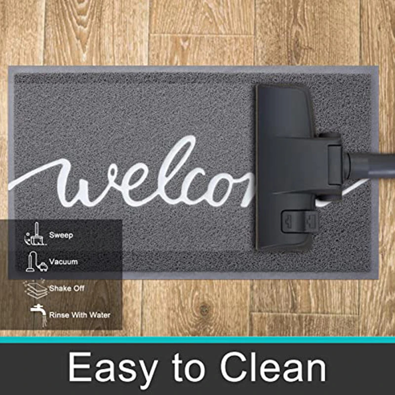 Homaxy Welcome Entrance Lettered PVC Door Mat Indoor Non Slip Rubber Dirt Trap Absorbent Washable Floor 241107