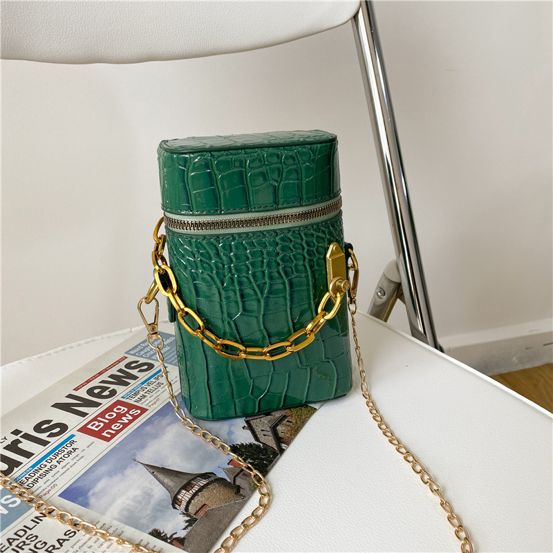 2021 New Spring Stone-print Bucket Small Bag Simple Chain Women's Bag Sloping Mobile Phone Bag Spring Trendy Version