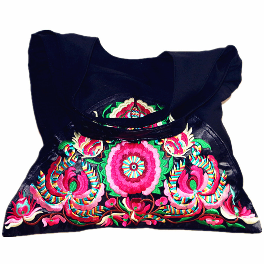 Chinese traditional embroidered vintage casual tote women's national wind large size canvas shoulder bag ethnic style handbag