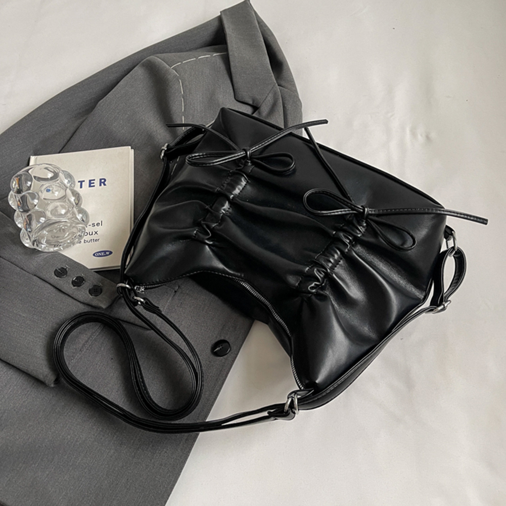 Women Fashion Crossbody Bag PU Leather Daily Tote Handbag Adjustable Strap Solid Color Backpack Female Outdoor Bag