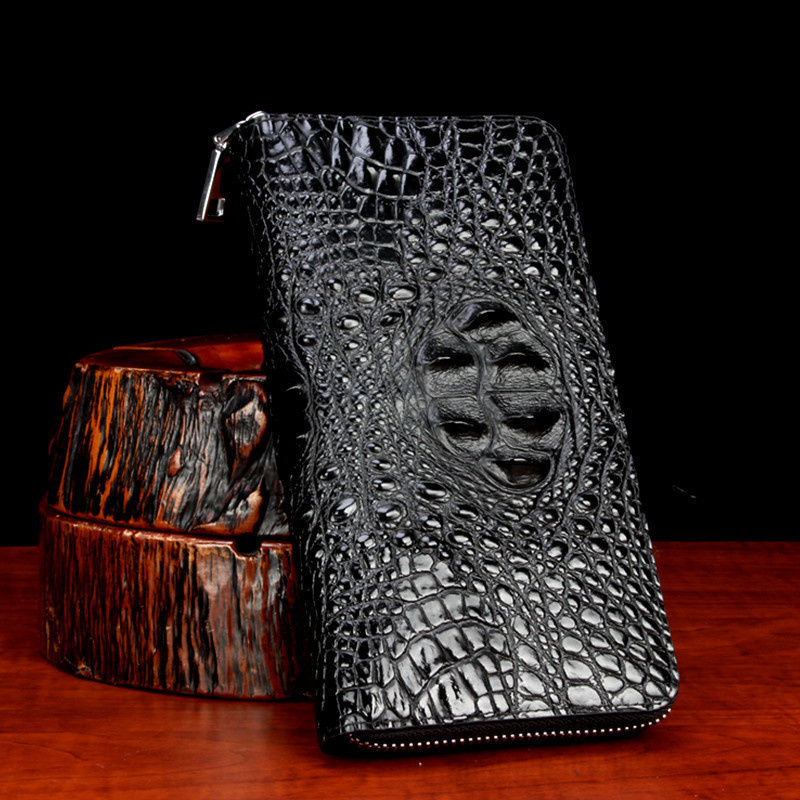 Genuine Leather Business Long Wallet High Quality Luxury Casual Single Zipper Purse Men Multiple Card Positions Clutch Billfold