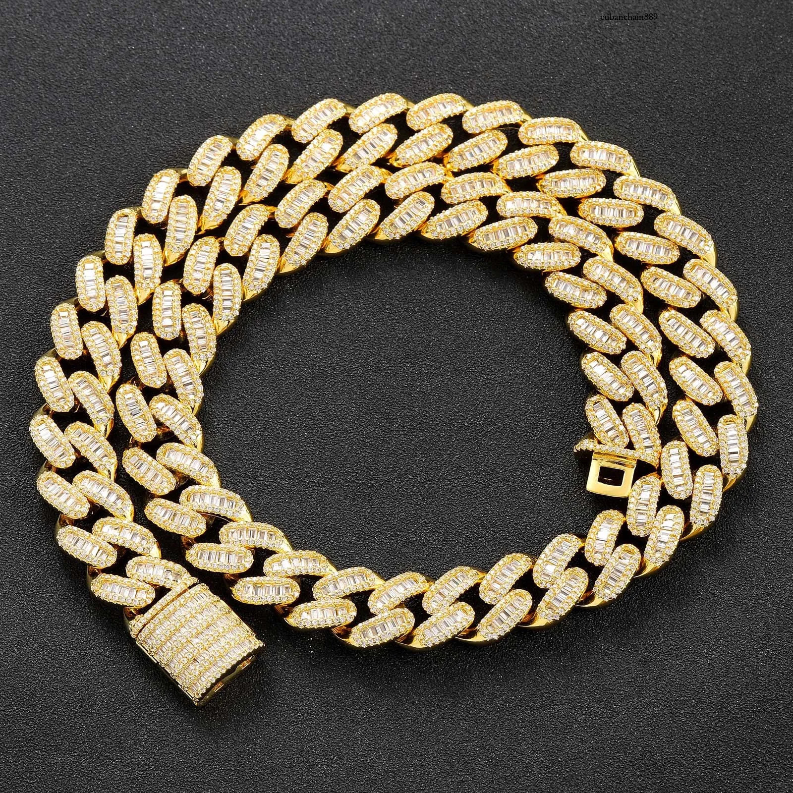 hip hop jewelry cuban k chain 15mm s sier fashion necklace iced out fully vvs baguette moissanite dia men necklaces