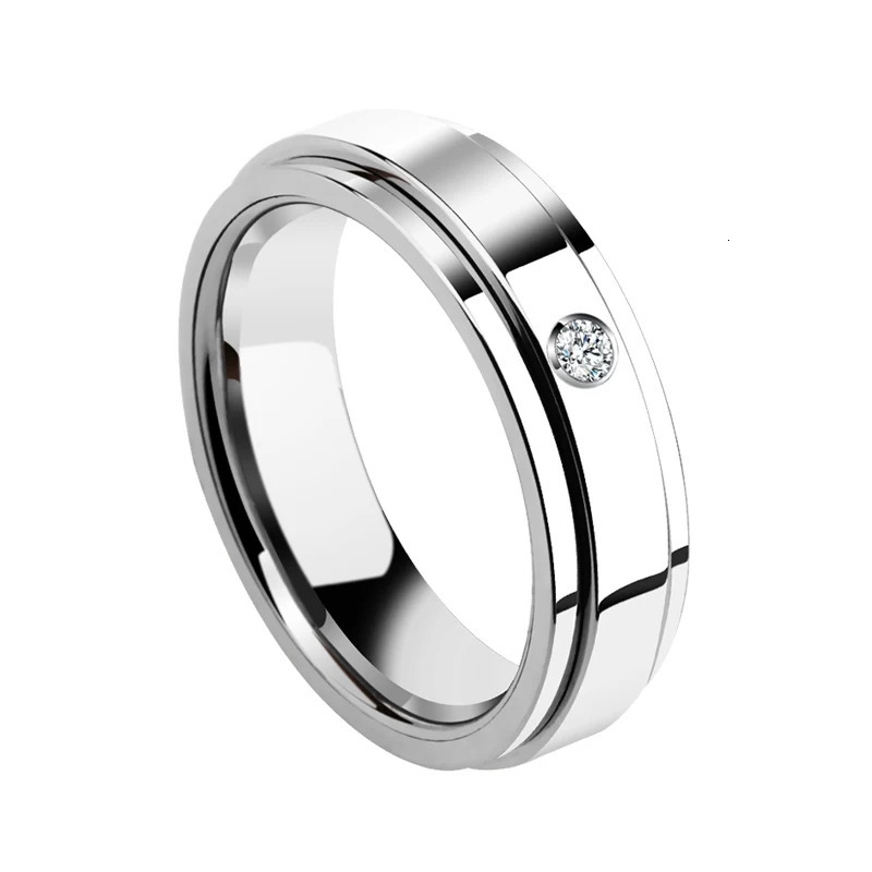 Mens couple ring womens personalized rotating tungsten jewelry inlaid with silica stone wedding ring customized carving 241106