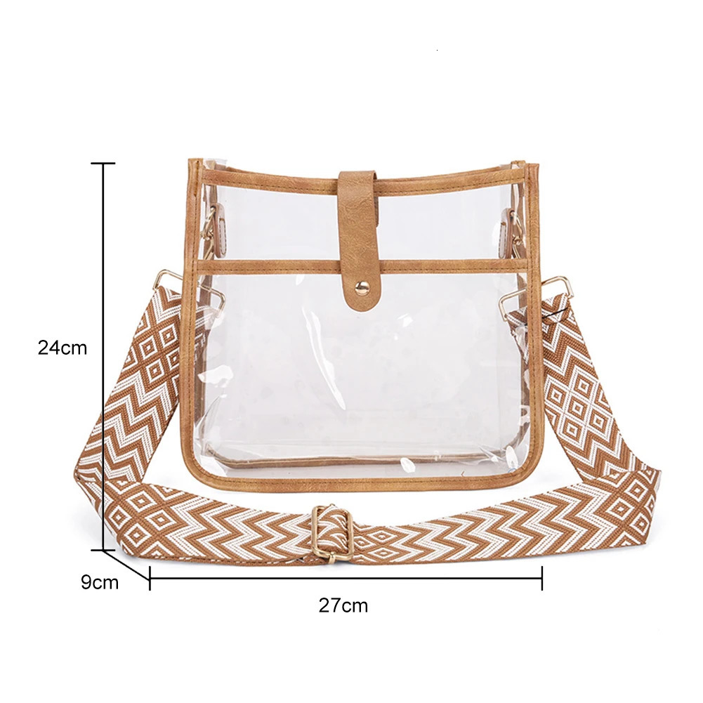 Transparent PVC transparent sling shoulder cross body bag sports stadium approved womens handbag transparent wallet concert sports event 241107
