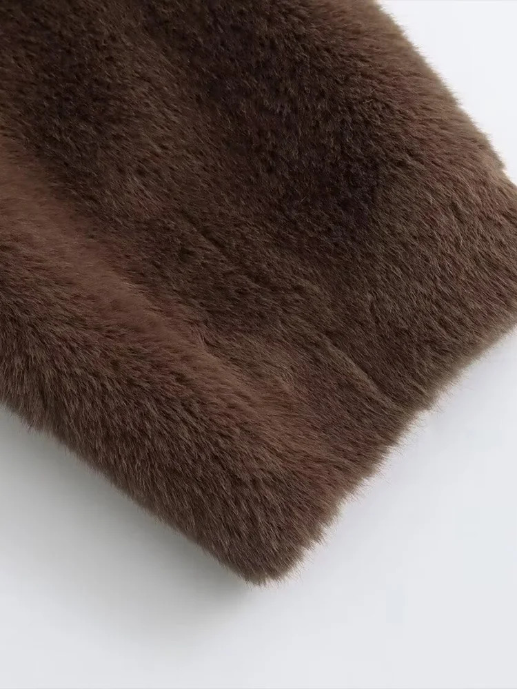 Winter Simulated Mink Velvet Lace Waist Fur Coat V-neck Temperature Friendly Womens Fur Coat 241107