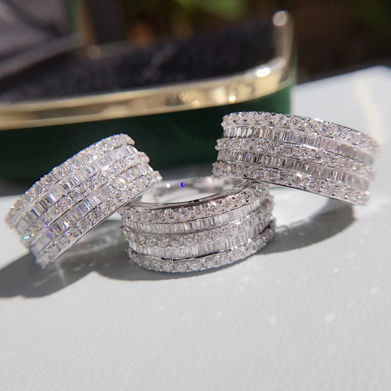 Choucong Handmade Sparkling Wedding Rings Luxury Jewelry 925 Sterling Silver Princess Cut White 5A Cubic Zircon CZ Diamond Party Women Engagement Band