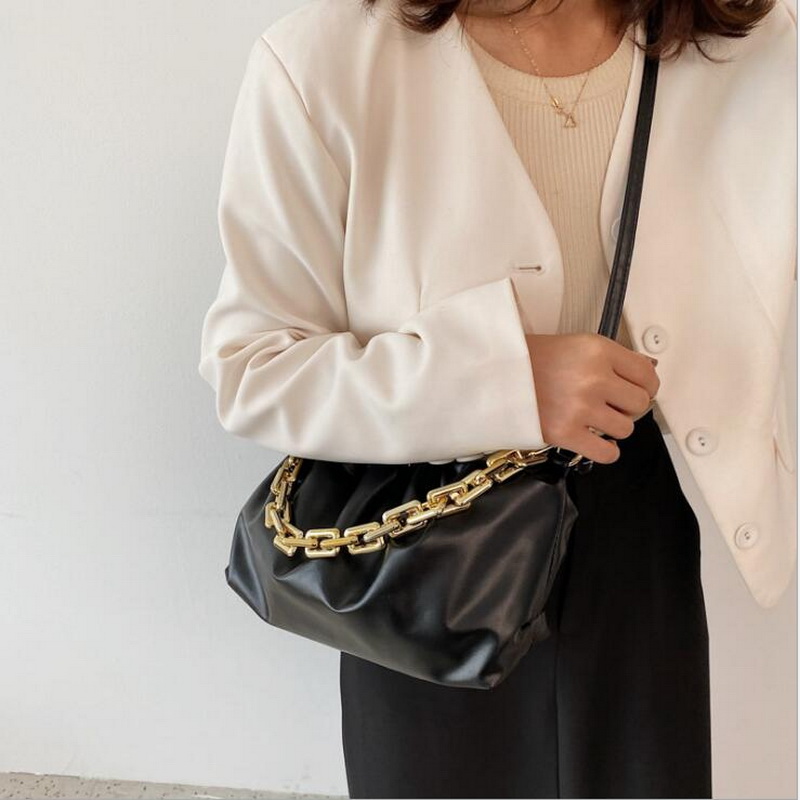 Luxury Chain Handbag Women's Bag Pu Leather Fashion Thick Chain Shoulder BagsTrendy Crossbody Bags For Women 2021 New Purse