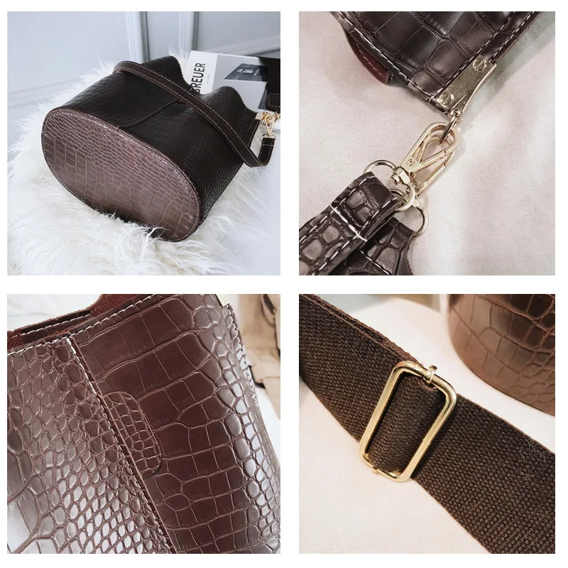 Crocodile Crossbody Bag For Women Shoulder Brand Designer s Luxury PU Leather Bucket Handbag