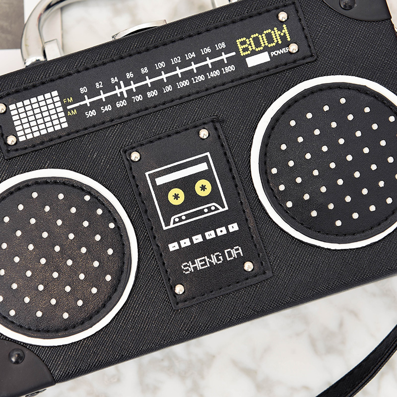 Retro radio box style pu leather ladies handbag shoulder bag chain purse women's crossbody messenger bag flap