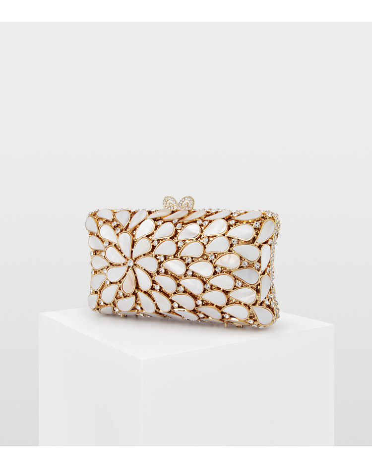 XIYUAN Women's Gold/Silver Shell Handbags Women Mini Lipstick Clutch Crystal Evening Bags Wedding Party Rhinestone Handbag Purse
