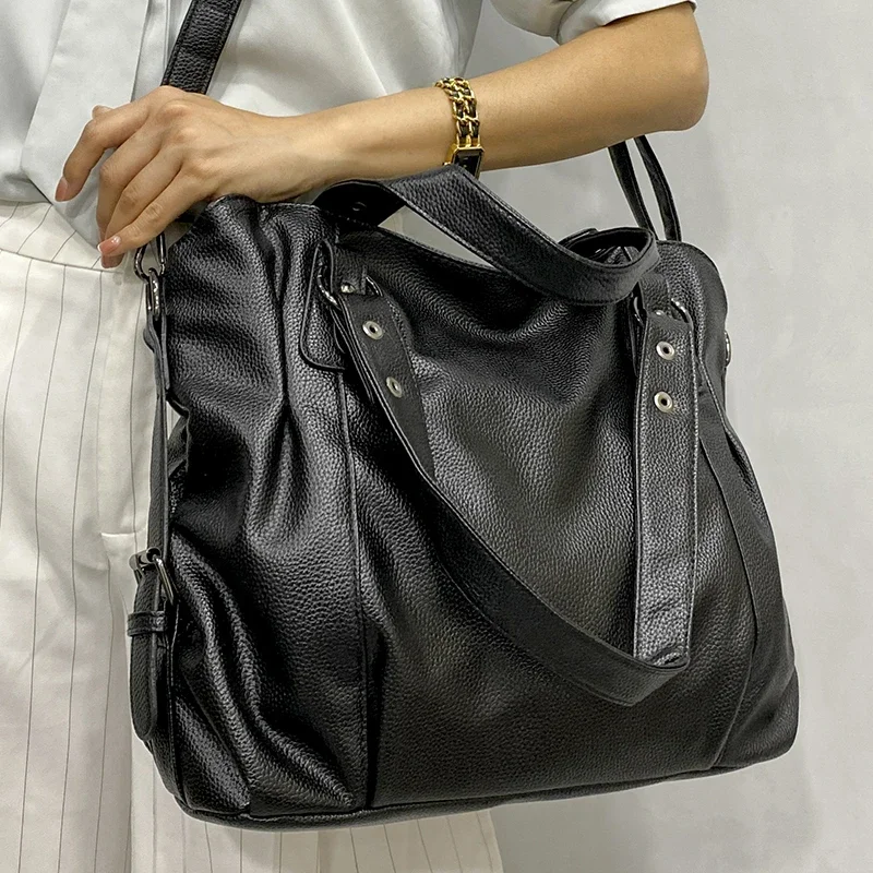 Women's Large Hobos Shoulder Bag Quality Pu Leather Retro Sweethearts Handbags Commuter Shopper Travel Female Crossbody Bags Sac