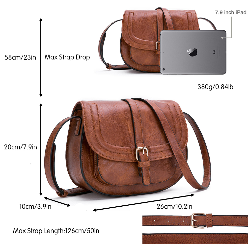 AFKOMST Luxury Woman Shoulder Bag Stylish PU Leather Retro Saddle Bag Multifunctional Casual Female Crossbody Messenger Bag