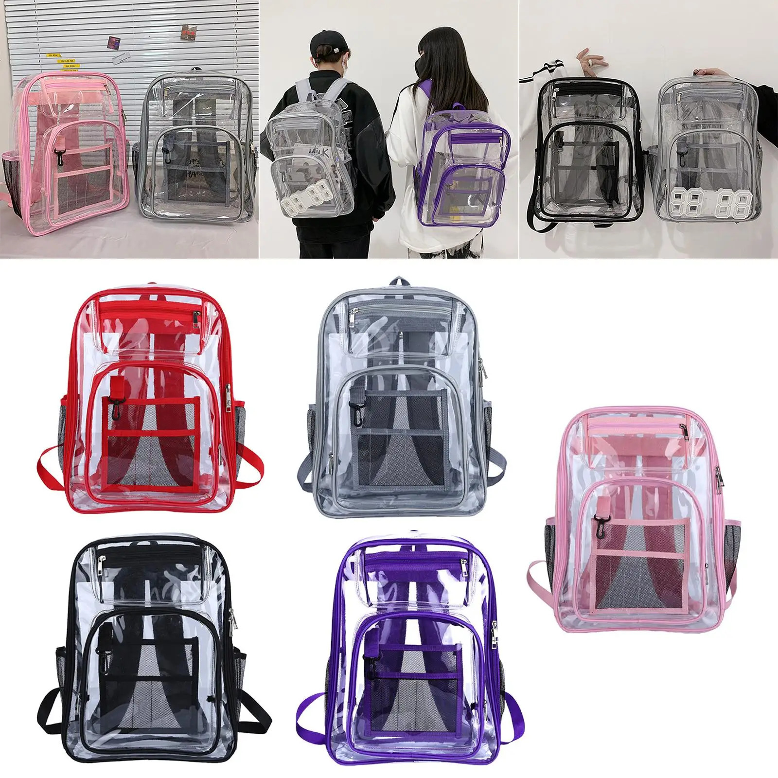 Portable transparent backpack with enhanced durability and space capacity suitable for laptops books workstations schools 241106