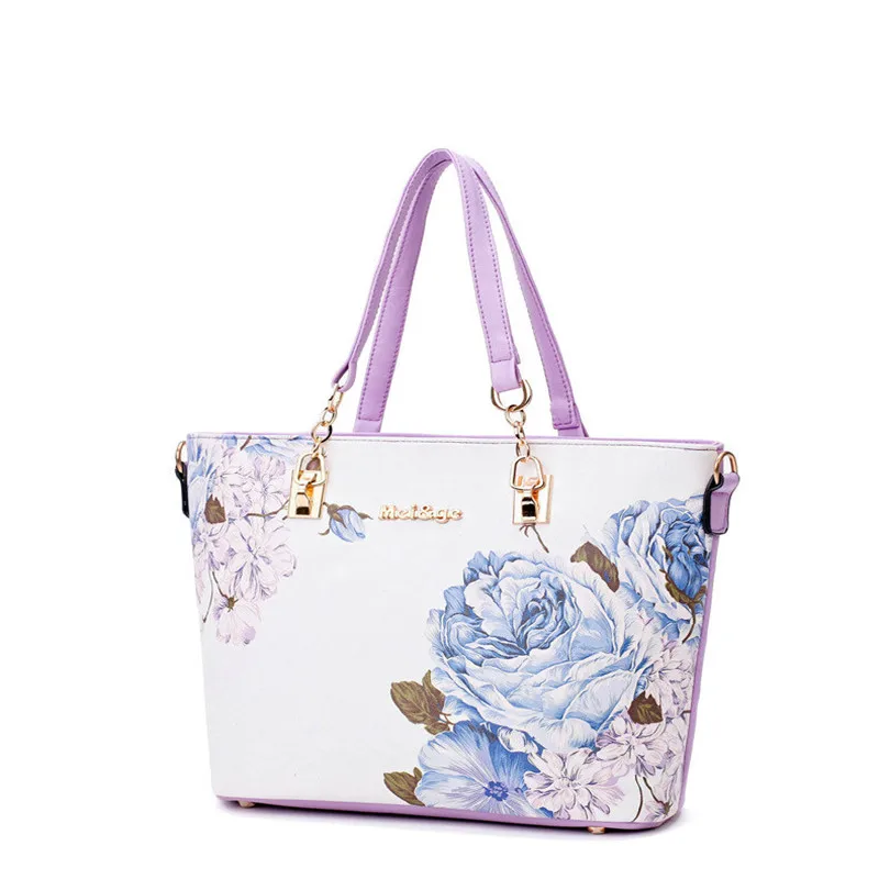 2023 New Arrivals 6pcs/Set Fashion Women Handbags Prints PU Leather Composite Bag Clutch Set Large Shoulder Bag Purse Female