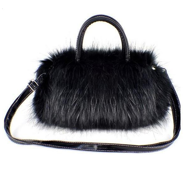 New Hot Girls Lady Fashion PU Leather & Faux Fur Handbag Shoulder Bag SMR88