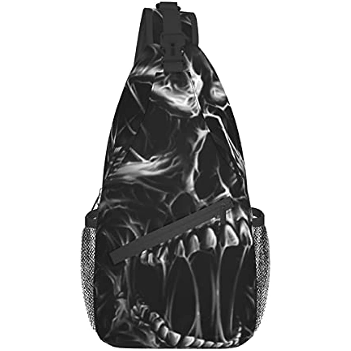 Fashion Sling Backpack for Boys Mens Skull Black Crossbody Shoulder Bag Anti-Theft Gym Bag with Adjustable Strap for Hiking