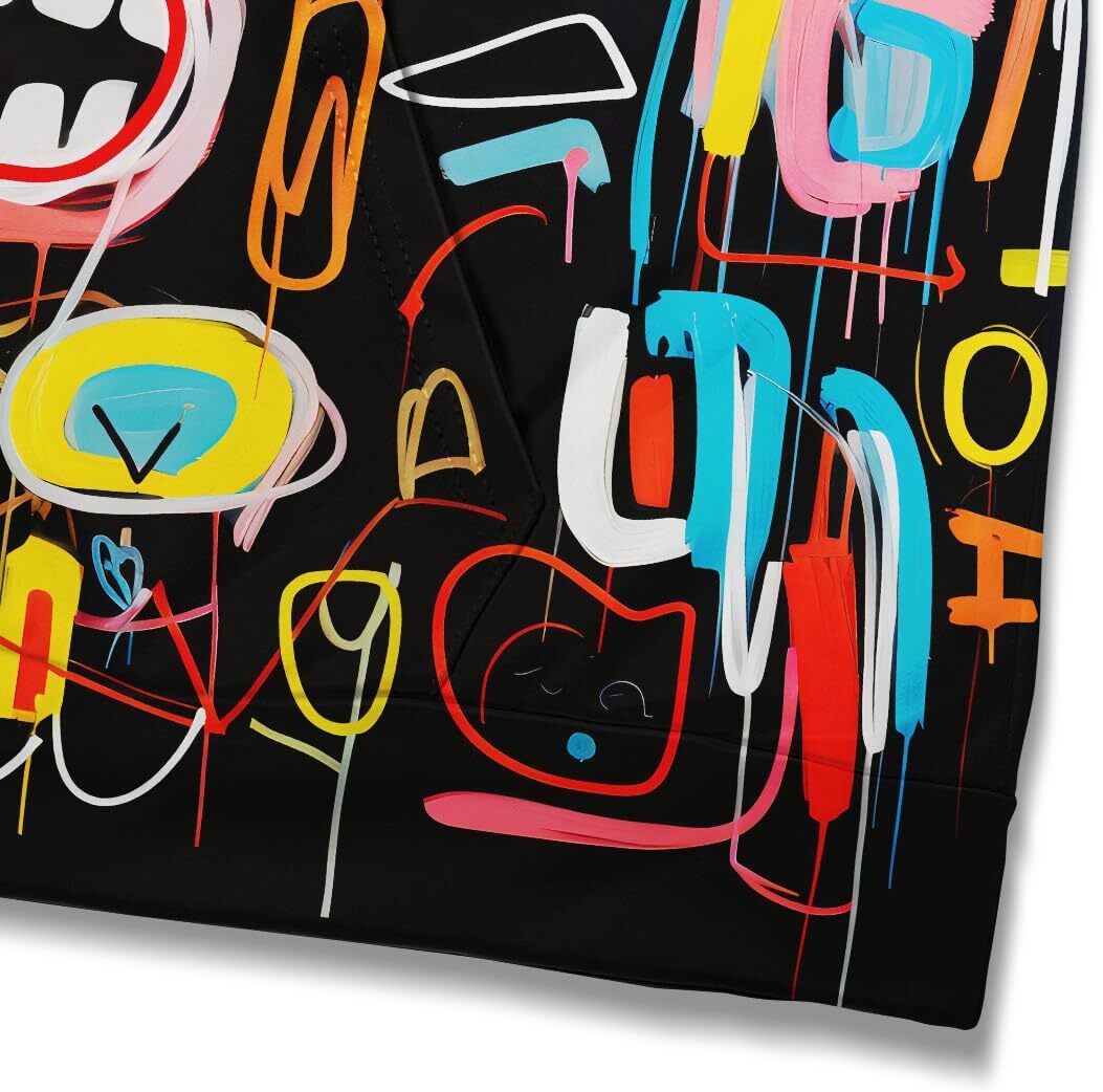 Hoodie for Mens Womens Mens Colorful Comic Graffiti Print Hoodie Hoodies Magic Trippy Graffiti Graphic Sweatshirts Pullover Graphic Cool colored patte