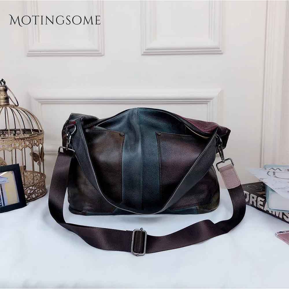 Patchwork Style Genuine Leather Women Tote Bag Cowhide Handbag Large Shopper Bag Fashion Bag Ladies Luxury Desgin Bag 2020 New