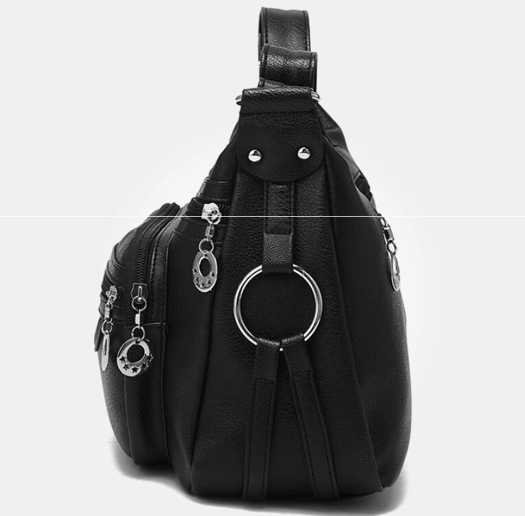 Black Lady Bag With Many Pockets Large Capacity Woman Bag Gift For Mom