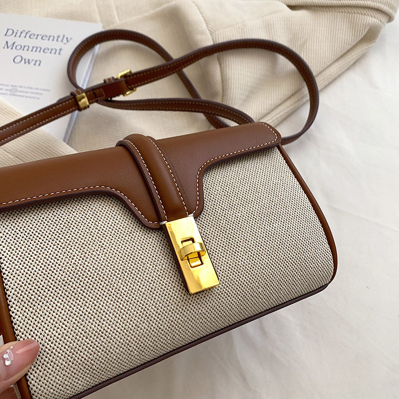 Brand Shoulder Bags For Women Fashion Trendy Square Flap Handbags Clutch Bags Canvas Leather Metal Buckle Ladies Messenger Bags