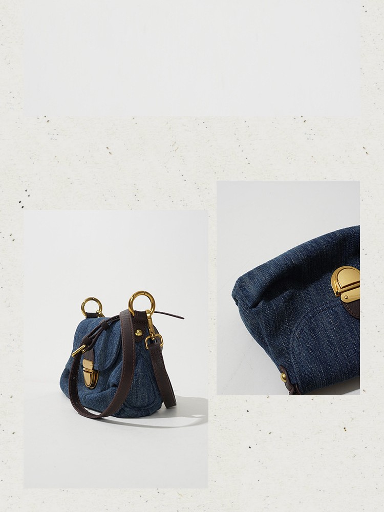 High Quality Denim Medium Antique Underarm Bag Women High Quality Small Pleated Lock Buckle Single Shoulder Channels Handbags
