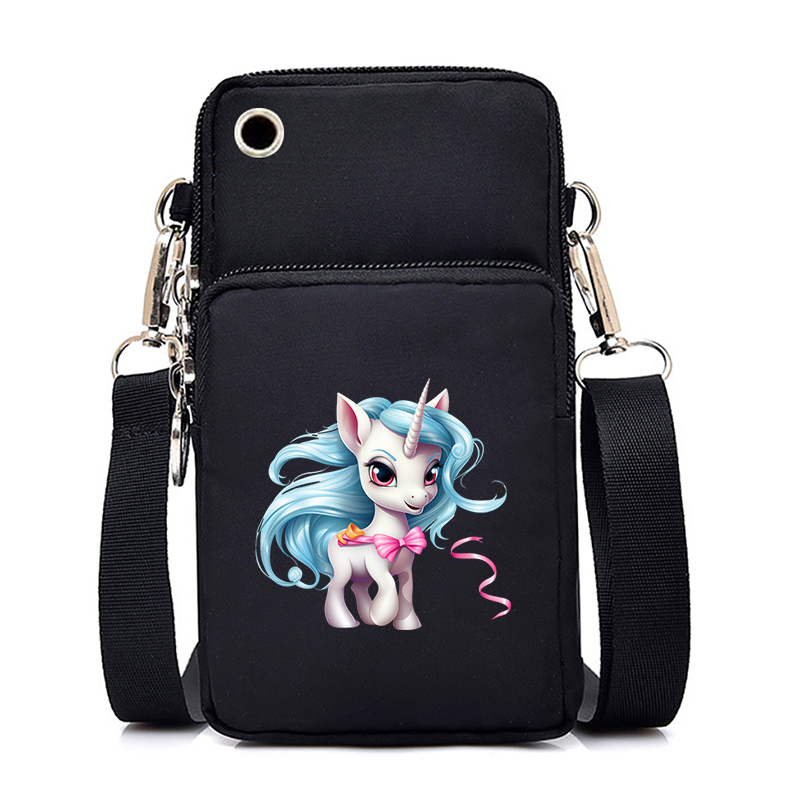 New Fashion Trend Mobile Phone Bag Unicorn Floral 26 Letters Women's Messenger Bag Teenager Girl Small Coin Purse Handbag Wallet