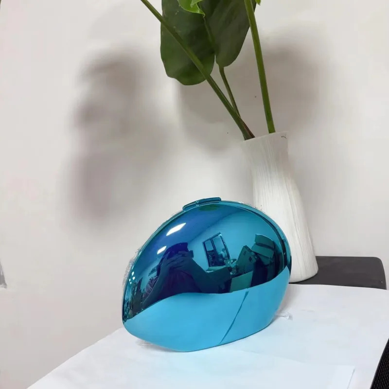 Smooth mirror acrylic egg shaped clutch bag for womens er evening party cute wallet shell handbag high-quality metal style 241107