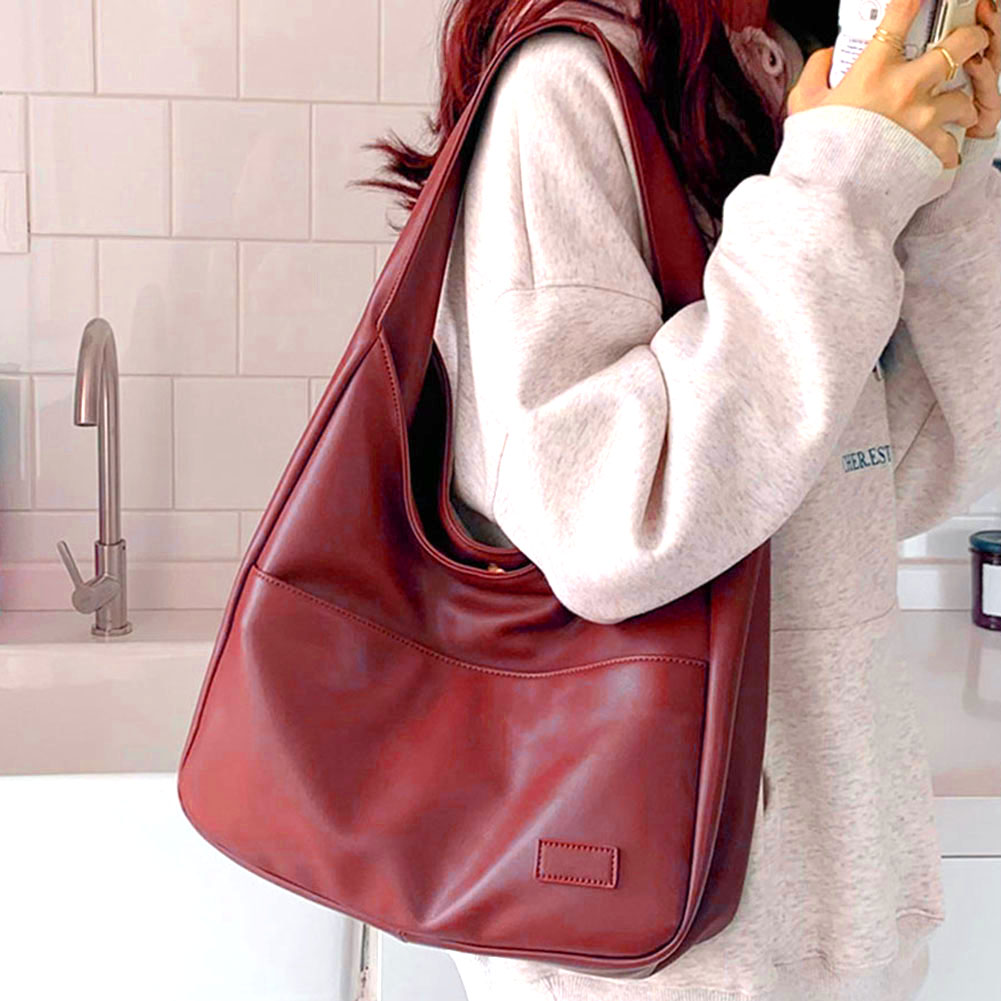 Women Vintage Hobo Bag Casual PU Leather Shoulder Bag Large Capacity Retro Tote Handbag Soft Underarm Bag Fall Winter Bag