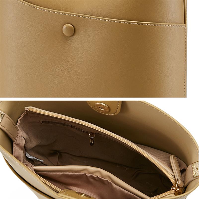 2021 New Fashion PU Leather Women Bucket Bag Vintage Messenger Bag Retro Shoulder Bag Simple Crossbody Bag With Silk Scarf