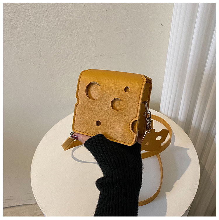 Mini PU Leather Bags Women's Triangle and Square Cheese Shaped Cute Earphone Lipstick Purses Handbags Crossbody Shoulder Bag