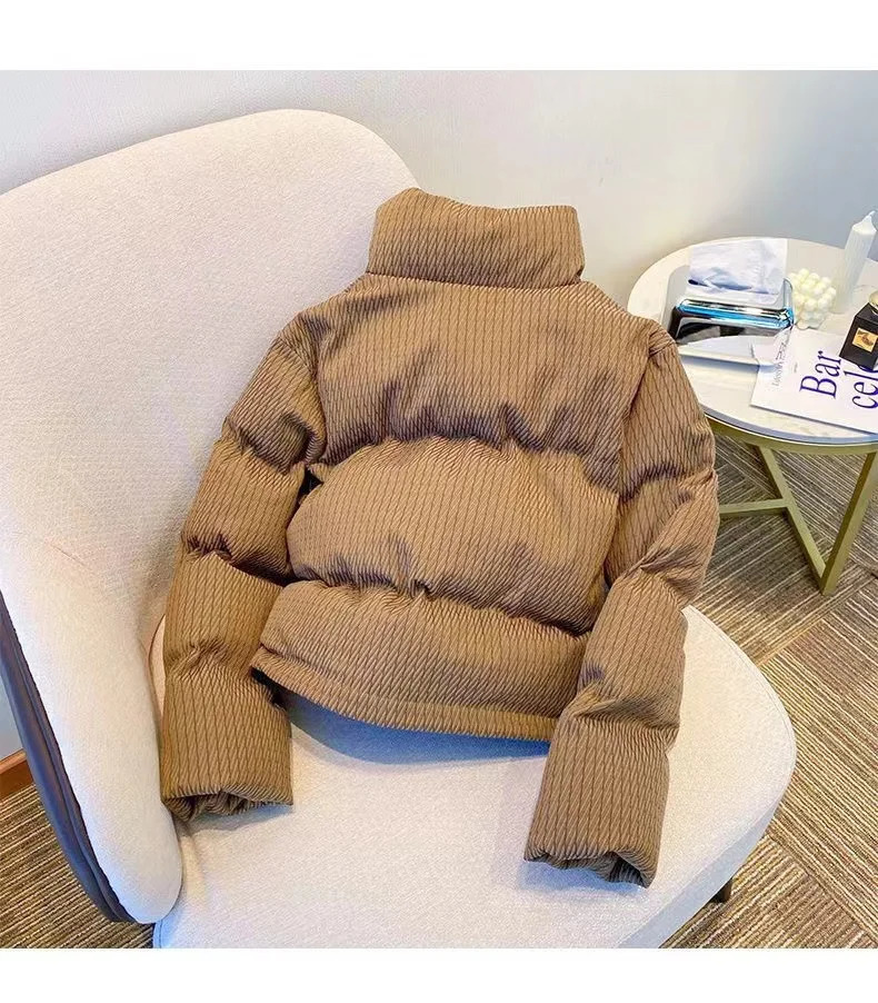 Korean Fashion Park Winter Coat Womens Stand Collar Short Thick Cotton Casual Loose Jacket Top Coat 241107